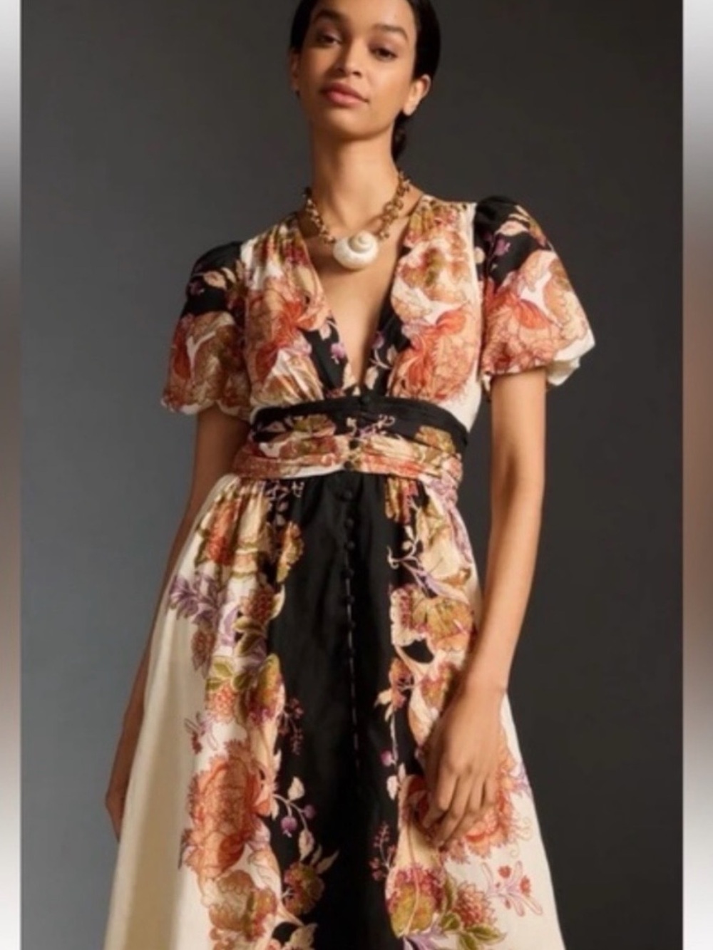 Anthropologie Cream and Black Floral Maxi Dress - Picture 15 of 15